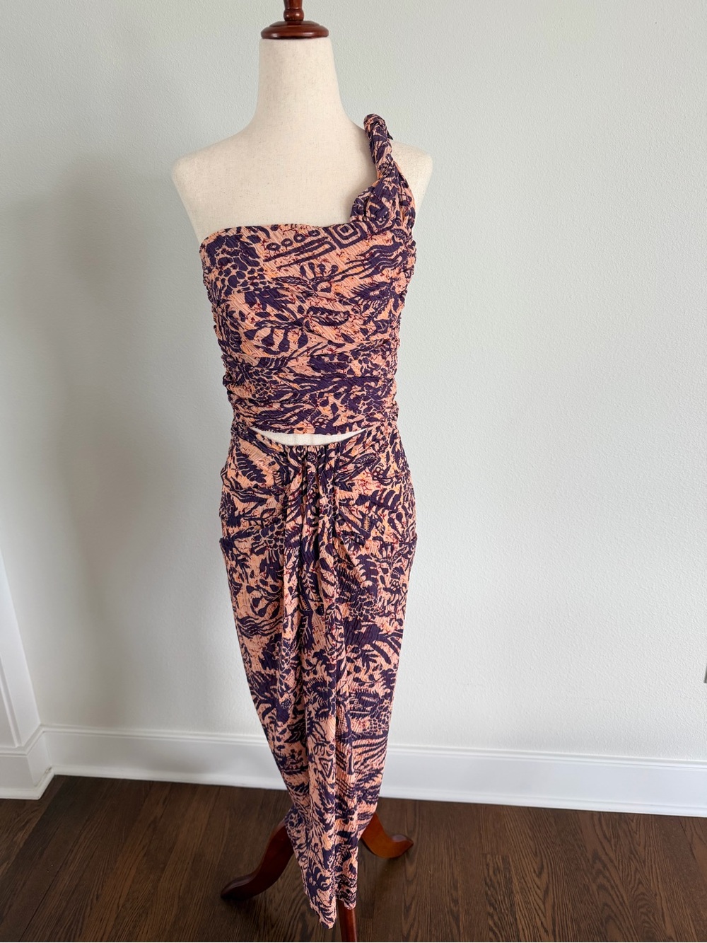Zara Pink and Purple Tropical Skirt & Top Set